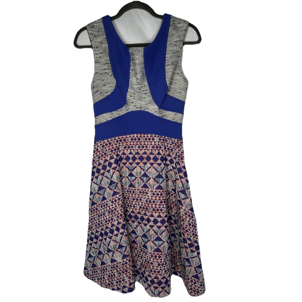 Plenty By Tracy Reese Anthropologie Tweed Geometric Purple Dress Fit & Flair 4